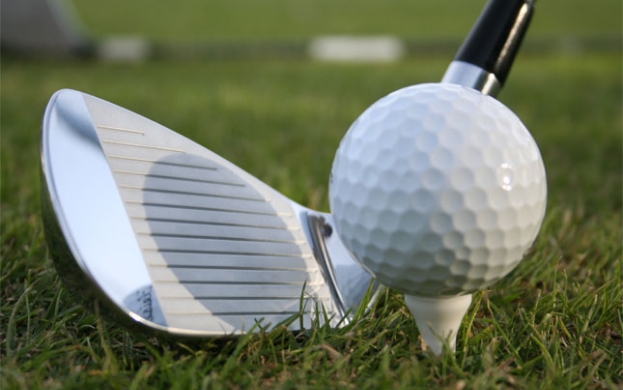 Foto eines Golfballs und Golfschlägers, aufgenommen auf einem der fünf Golfplätze in der Nähe des Gasthauses Adler-Hotels